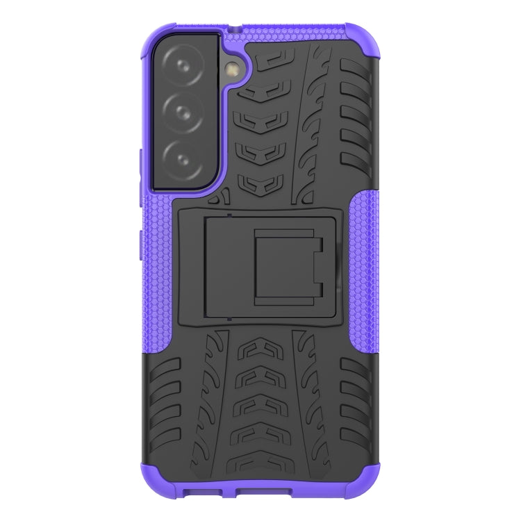 For Samsung Galaxy S22 5G Tire Texture Shockproof TPU+PC Phone Case with Holder