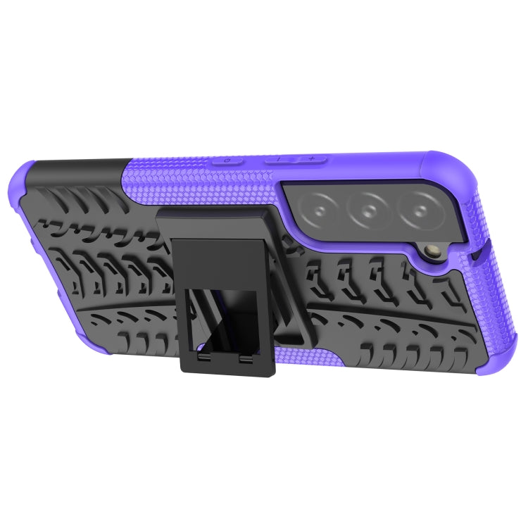 For Samsung Galaxy S22 5G Tire Texture Shockproof TPU+PC Phone Case with Holder