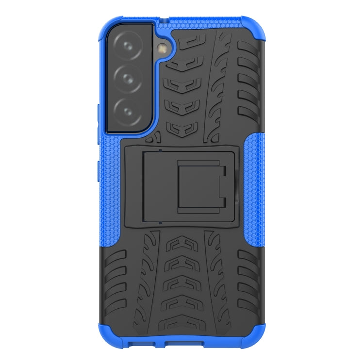 For Samsung Galaxy S22 5G Tire Texture Shockproof TPU+PC Phone Case with Holder