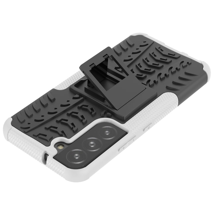 For Samsung Galaxy S22 5G Tire Texture Shockproof TPU+PC Phone Case with Holder