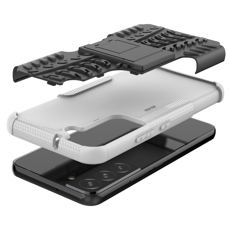 For Samsung Galaxy S22 5G Tire Texture Shockproof TPU+PC Phone Case with Holder