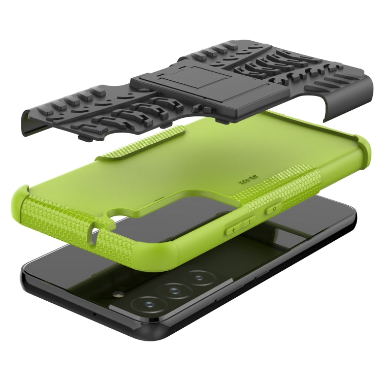 For Samsung Galaxy S22 5G Tire Texture Shockproof TPU+PC Phone Case with Holder