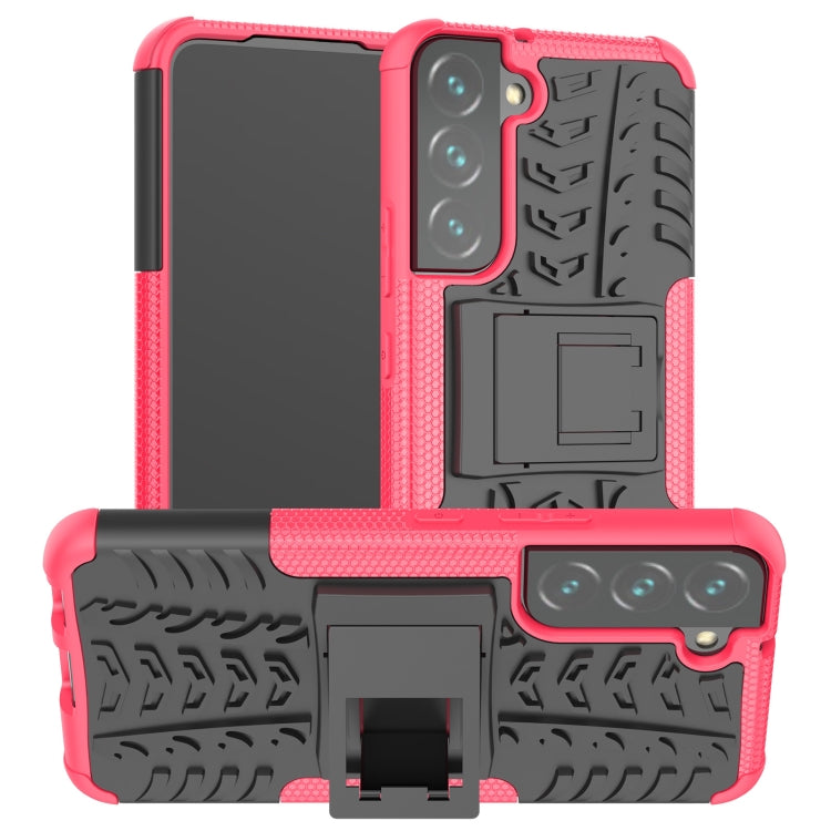 For Samsung Galaxy S22 5G Tire Texture Shockproof TPU+PC Phone Case with Holder