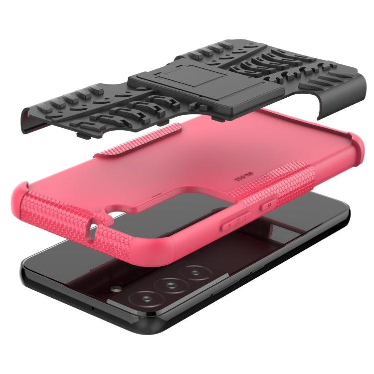 For Samsung Galaxy S22 5G Tire Texture Shockproof TPU+PC Phone Case with Holder