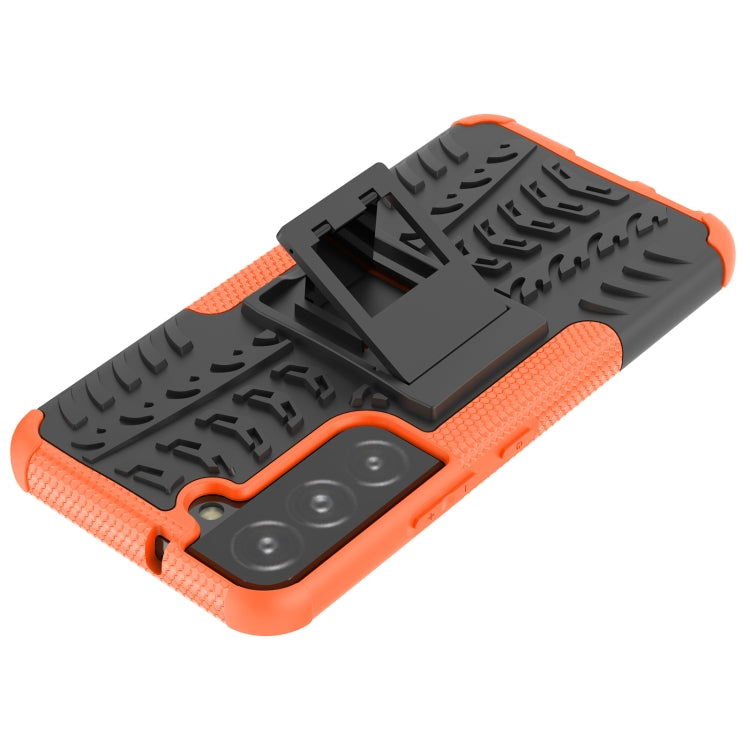 For Samsung Galaxy S22 5G Tire Texture Shockproof TPU+PC Phone Case with Holder