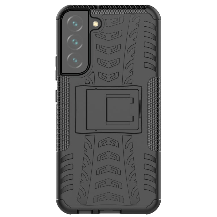 For Samsung Galaxy S22+ 5G Tire Texture Shockproof TPU+PC Phone Case with Holder