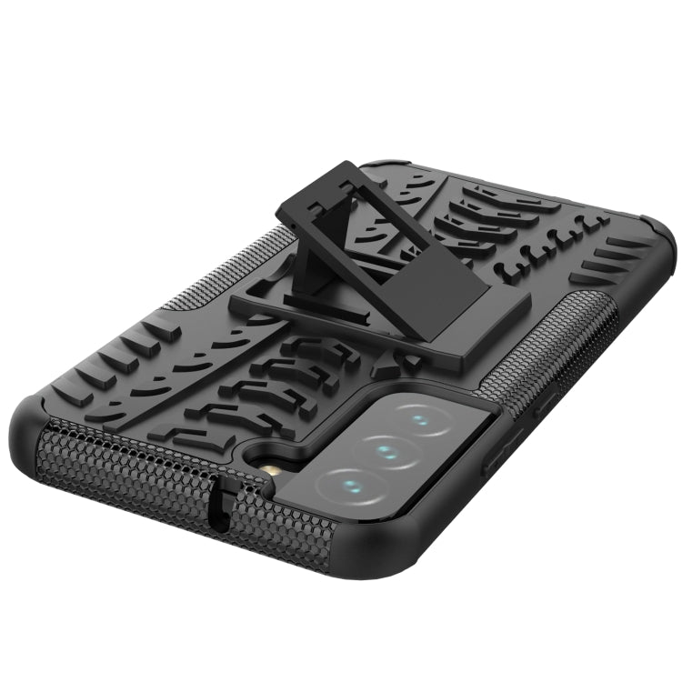 For Samsung Galaxy S22+ 5G Tire Texture Shockproof TPU+PC Phone Case with Holder