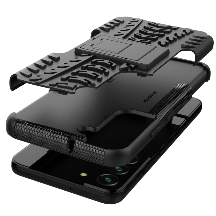For Samsung Galaxy S22+ 5G Tire Texture Shockproof TPU+PC Phone Case with Holder