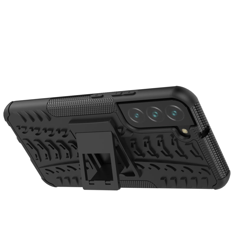 For Samsung Galaxy S22+ 5G Tire Texture Shockproof TPU+PC Phone Case with Holder