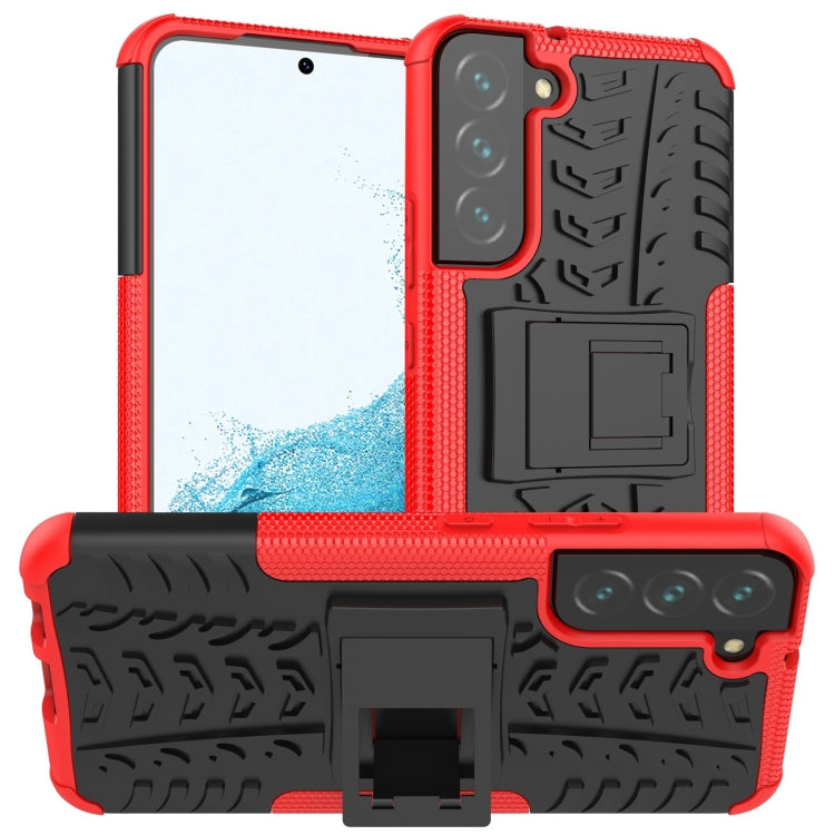 For Samsung Galaxy S22+ 5G Tire Texture Shockproof TPU+PC Phone Case with Holder