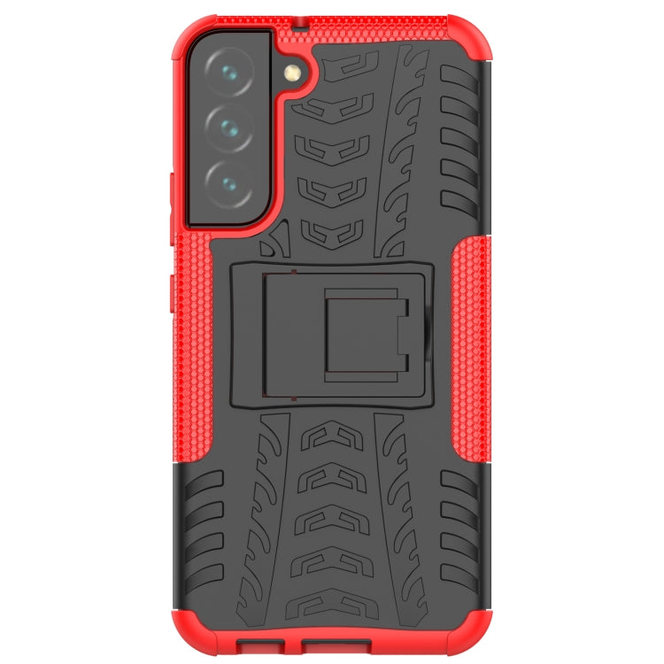 For Samsung Galaxy S22+ 5G Tire Texture Shockproof TPU+PC Phone Case with Holder