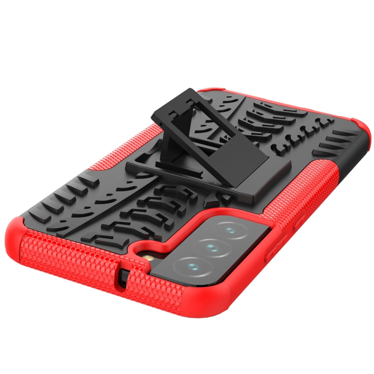 For Samsung Galaxy S22+ 5G Tire Texture Shockproof TPU+PC Phone Case with Holder