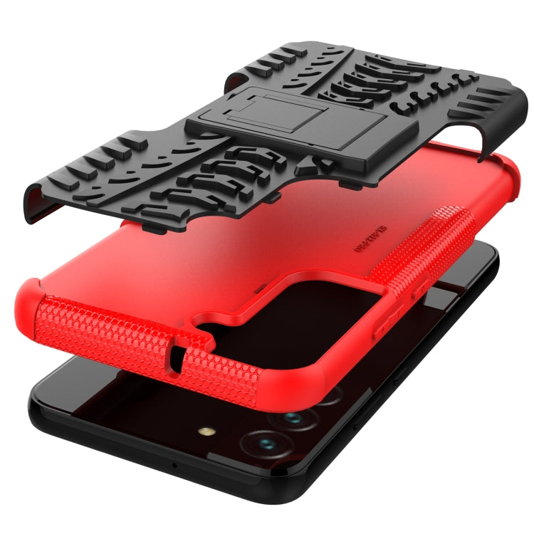 For Samsung Galaxy S22+ 5G Tire Texture Shockproof TPU+PC Phone Case with Holder