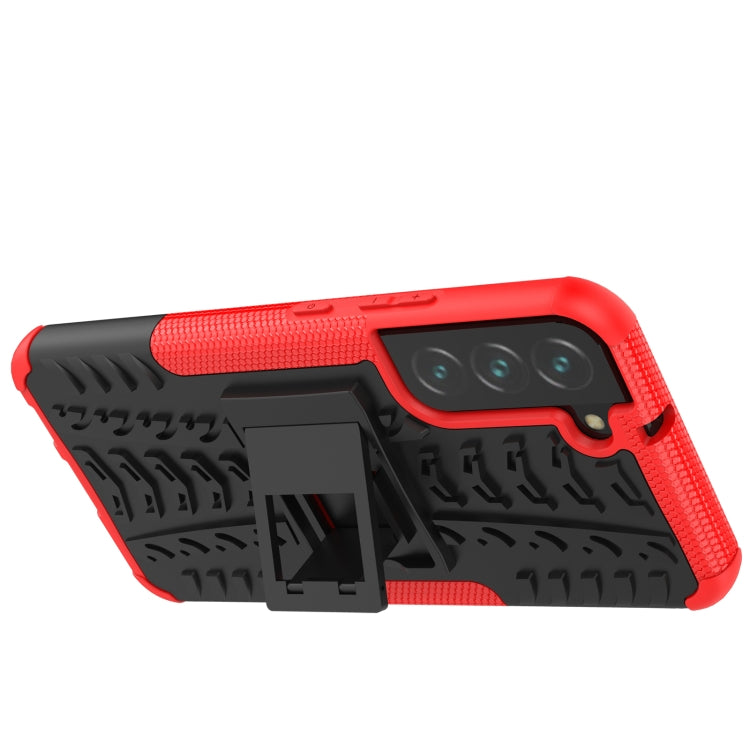For Samsung Galaxy S22+ 5G Tire Texture Shockproof TPU+PC Phone Case with Holder