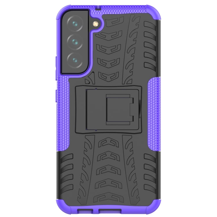 For Samsung Galaxy S22+ 5G Tire Texture Shockproof TPU+PC Phone Case with Holder