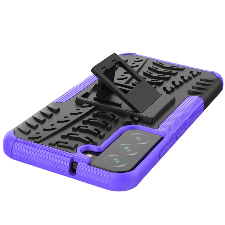 For Samsung Galaxy S22+ 5G Tire Texture Shockproof TPU+PC Phone Case with Holder