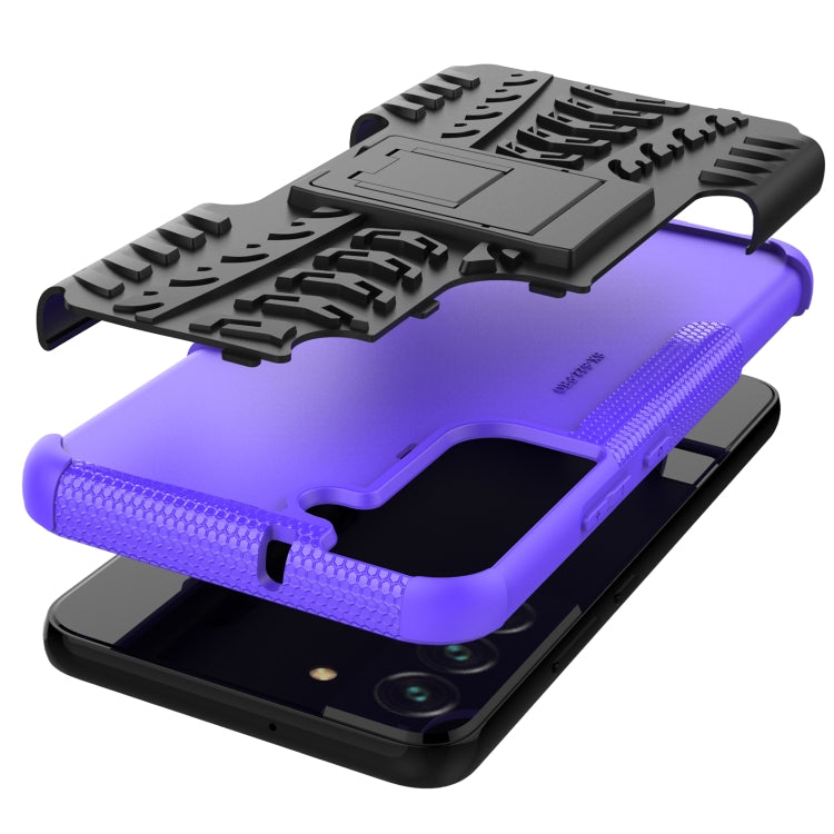 For Samsung Galaxy S22+ 5G Tire Texture Shockproof TPU+PC Phone Case with Holder