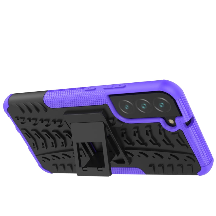 For Samsung Galaxy S22+ 5G Tire Texture Shockproof TPU+PC Phone Case with Holder