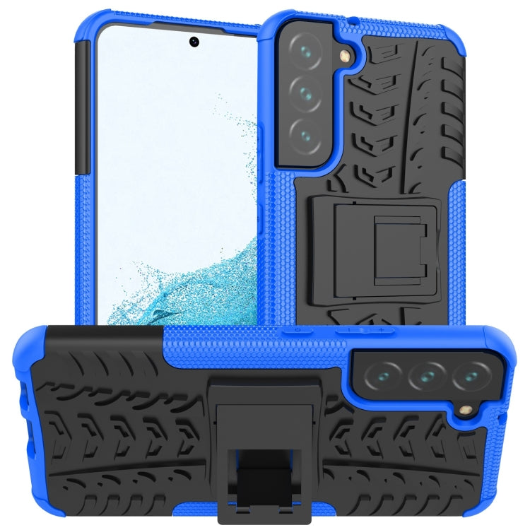 For Samsung Galaxy S22+ 5G Tire Texture Shockproof TPU+PC Phone Case with Holder