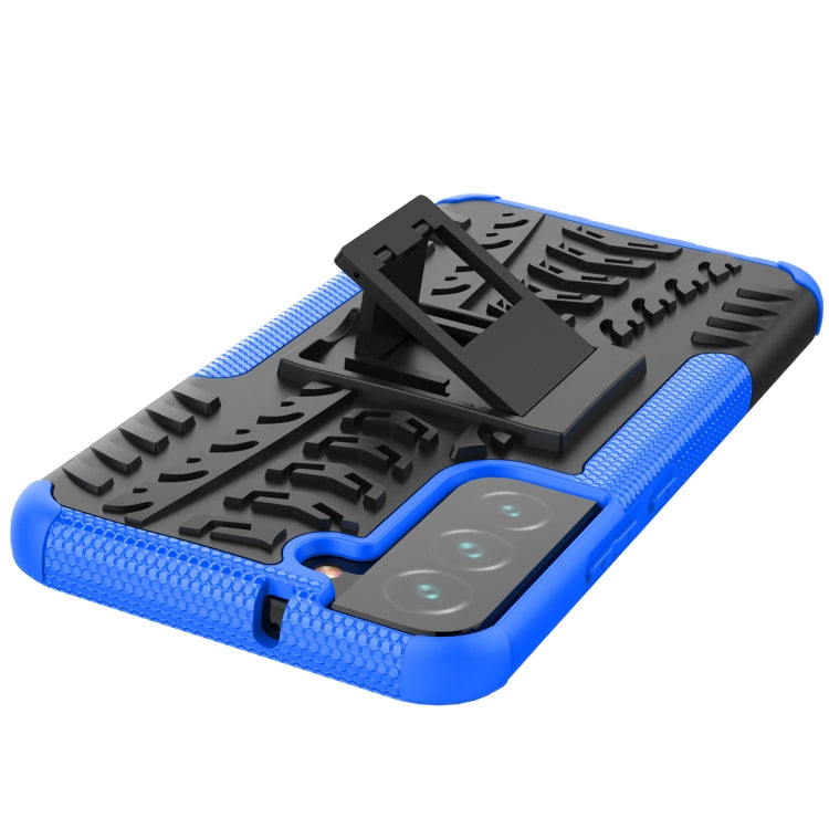 For Samsung Galaxy S22+ 5G Tire Texture Shockproof TPU+PC Phone Case with Holder