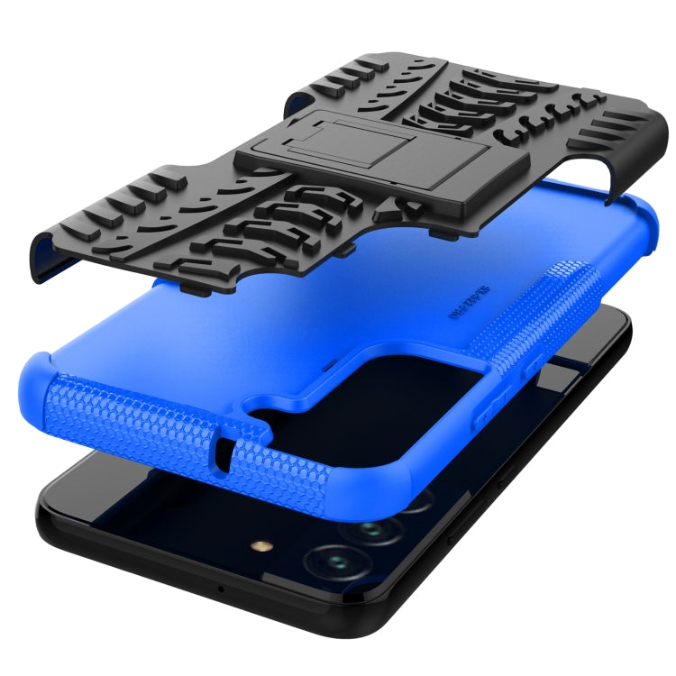For Samsung Galaxy S22+ 5G Tire Texture Shockproof TPU+PC Phone Case with Holder