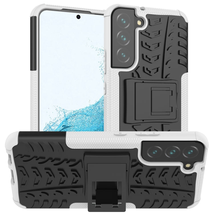 For Samsung Galaxy S22+ 5G Tire Texture Shockproof TPU+PC Phone Case with Holder