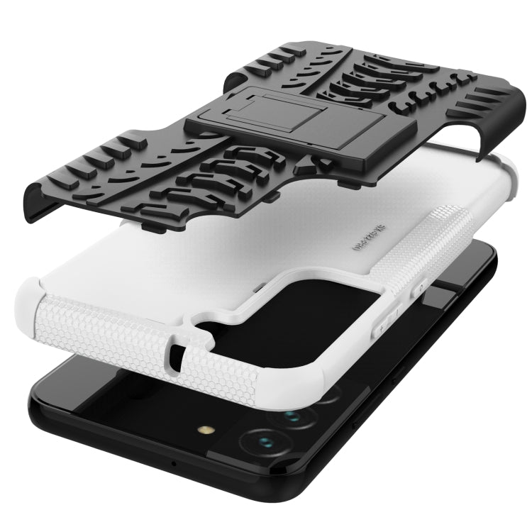 For Samsung Galaxy S22+ 5G Tire Texture Shockproof TPU+PC Phone Case with Holder