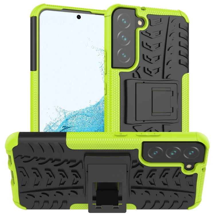 For Samsung Galaxy S22+ 5G Tire Texture Shockproof TPU+PC Phone Case with Holder