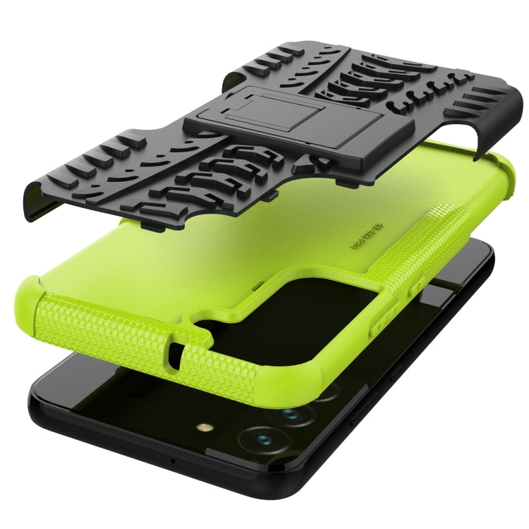 For Samsung Galaxy S22+ 5G Tire Texture Shockproof TPU+PC Phone Case with Holder