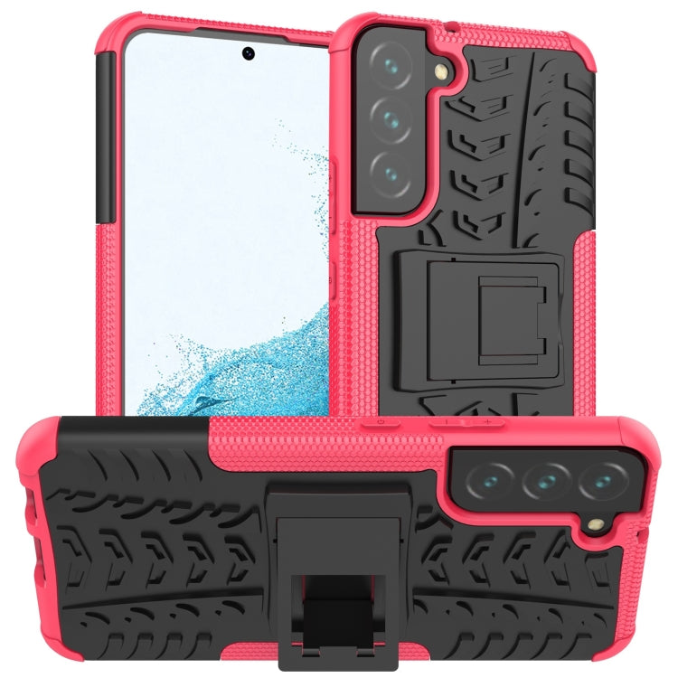 For Samsung Galaxy S22+ 5G Tire Texture Shockproof TPU+PC Phone Case with Holder