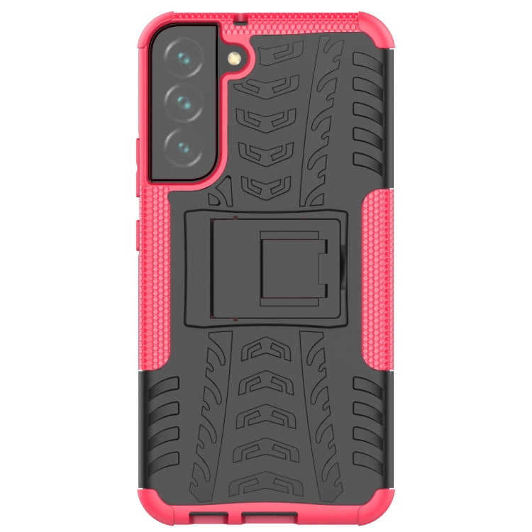 For Samsung Galaxy S22+ 5G Tire Texture Shockproof TPU+PC Phone Case with Holder