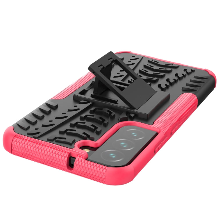 For Samsung Galaxy S22+ 5G Tire Texture Shockproof TPU+PC Phone Case with Holder