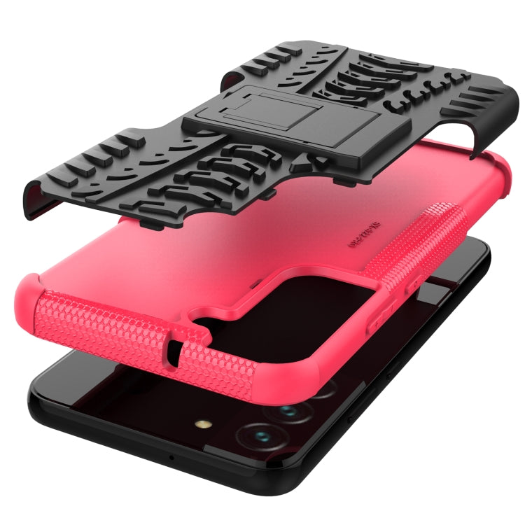 For Samsung Galaxy S22+ 5G Tire Texture Shockproof TPU+PC Phone Case with Holder