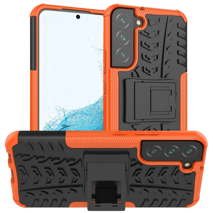 For Samsung Galaxy S22+ 5G Tire Texture Shockproof TPU+PC Phone Case with Holder