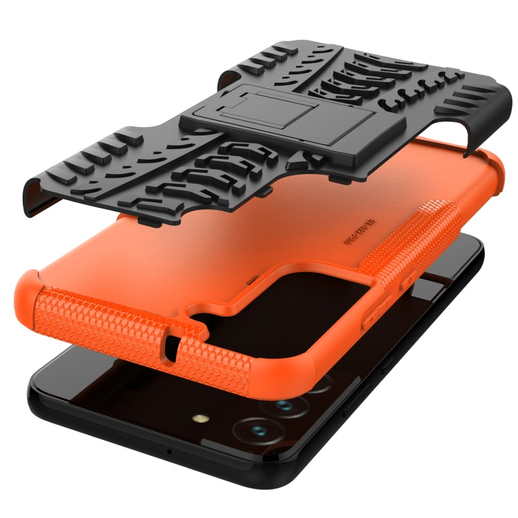 For Samsung Galaxy S22+ 5G Tire Texture Shockproof TPU+PC Phone Case with Holder