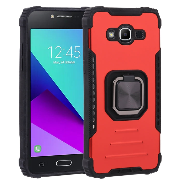 For Samsung Galaxy J2 Prime G532 Fine Hole Version Fierce Warrior Series Armor All-inclusive Shockproof Aluminum Alloy + TPU Phone Case with Ring Holder