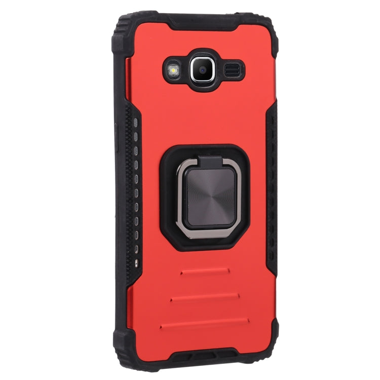 For Samsung Galaxy J2 Prime G532 Fine Hole Version Fierce Warrior Series Armor All-inclusive Shockproof Aluminum Alloy + TPU Phone Case with Ring Holder