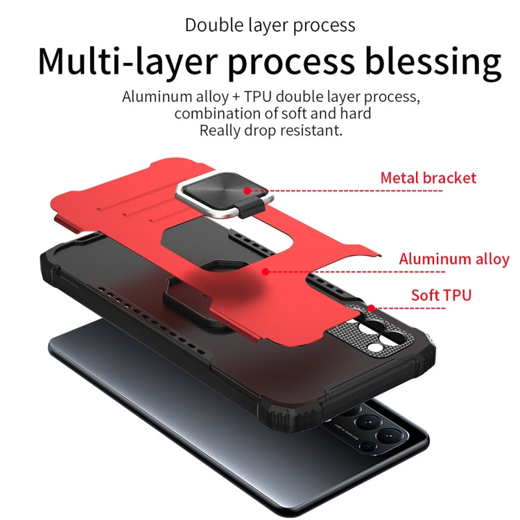 For Samsung Galaxy J2 Prime G532 Fine Hole Version Fierce Warrior Series Armor All-inclusive Shockproof Aluminum Alloy + TPU Phone Case with Ring Holder