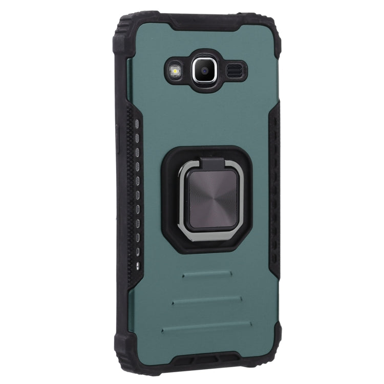 For Samsung Galaxy J2 Prime G532 Fine Hole Version Fierce Warrior Series Armor All-inclusive Shockproof Aluminum Alloy + TPU Phone Case with Ring Holder