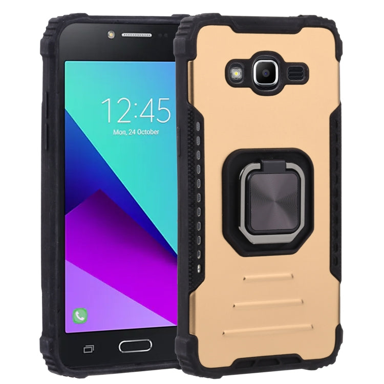 For Samsung Galaxy J2 Prime G532 Fine Hole Version Fierce Warrior Series Armor All-inclusive Shockproof Aluminum Alloy + TPU Phone Case with Ring Holder