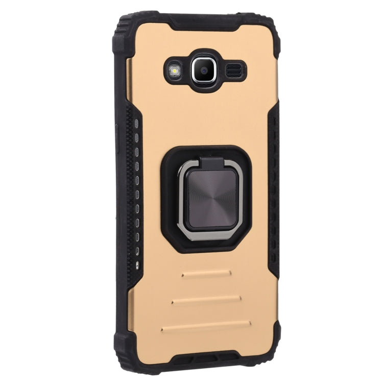 For Samsung Galaxy J2 Prime G532 Fine Hole Version Fierce Warrior Series Armor All-inclusive Shockproof Aluminum Alloy + TPU Phone Case with Ring Holder