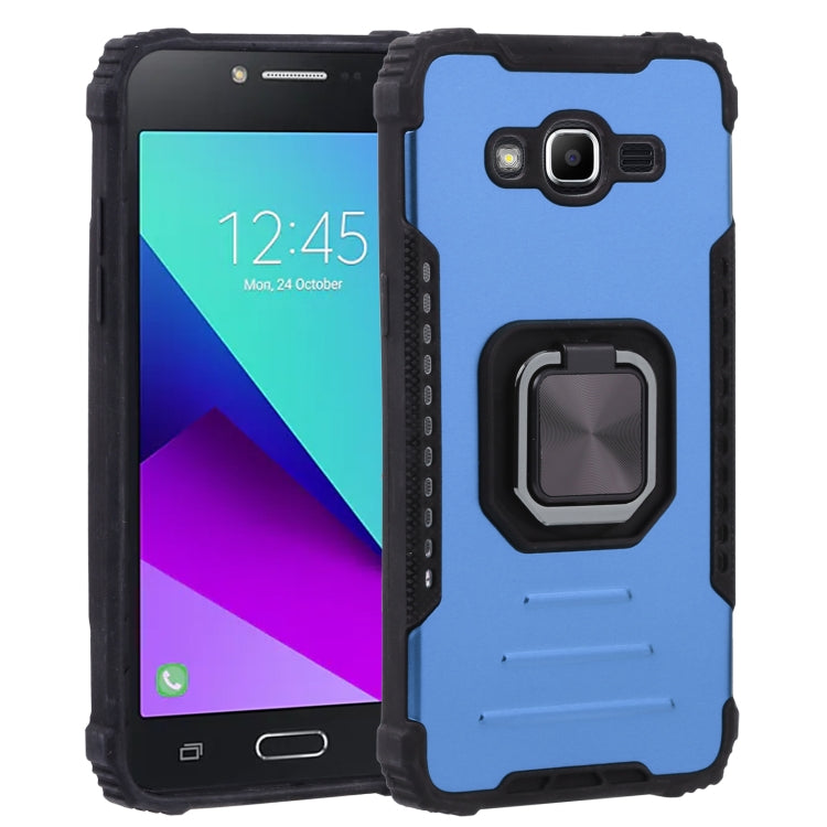 For Samsung Galaxy J2 Prime G532 Fine Hole Version Fierce Warrior Series Armor All-inclusive Shockproof Aluminum Alloy + TPU Phone Case with Ring Holder