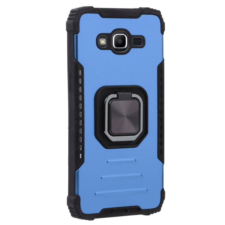 For Samsung Galaxy J2 Prime G532 Fine Hole Version Fierce Warrior Series Armor All-inclusive Shockproof Aluminum Alloy + TPU Phone Case with Ring Holder