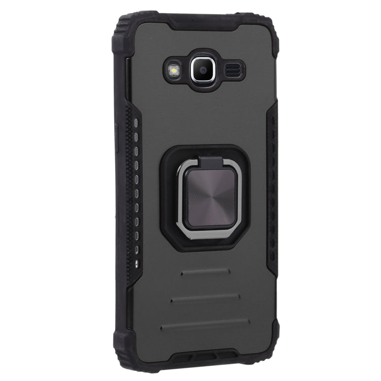 For Samsung Galaxy J2 Prime G532 Fine Hole Version Fierce Warrior Series Armor All-inclusive Shockproof Aluminum Alloy + TPU Phone Case with Ring Holder