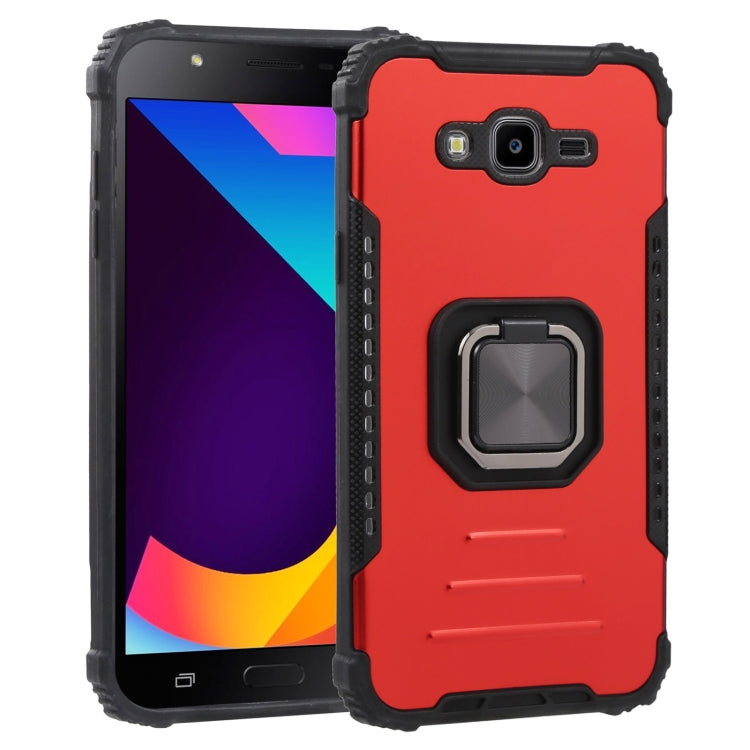 For Samsung Galaxy J7/J7 Nxt Fine Hole Version Fierce Warrior Series Armor All-inclusive Shockproof Aluminum Alloy + TPU Phone Case with Ring Holder