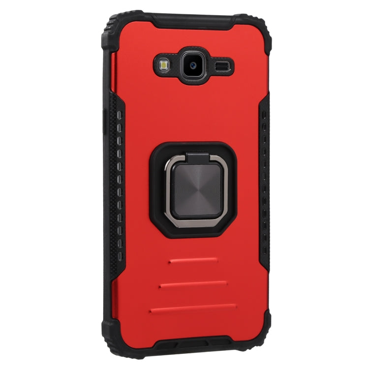 For Samsung Galaxy J7/J7 Nxt Fine Hole Version Fierce Warrior Series Armor All-inclusive Shockproof Aluminum Alloy + TPU Phone Case with Ring Holder