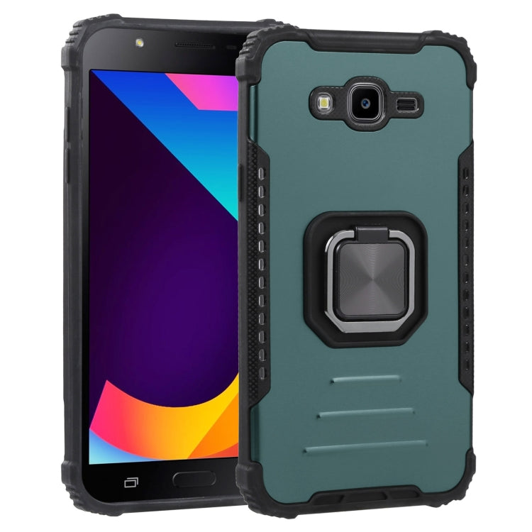 For Samsung Galaxy J7/J7 Nxt Fine Hole Version Fierce Warrior Series Armor All-inclusive Shockproof Aluminum Alloy + TPU Phone Case with Ring Holder