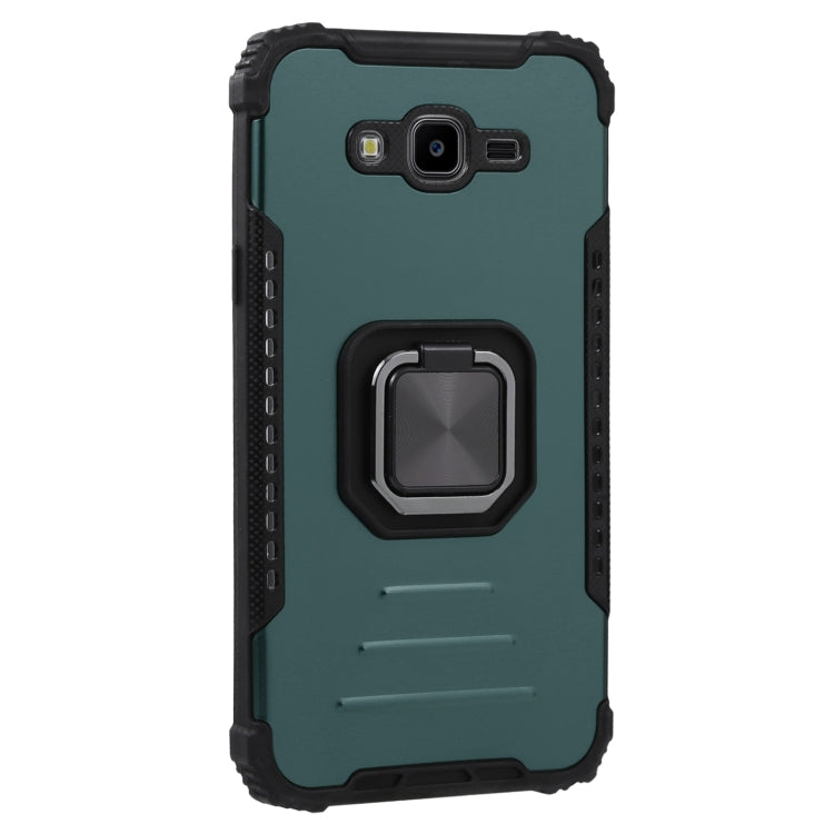 For Samsung Galaxy J7/J7 Nxt Fine Hole Version Fierce Warrior Series Armor All-inclusive Shockproof Aluminum Alloy + TPU Phone Case with Ring Holder