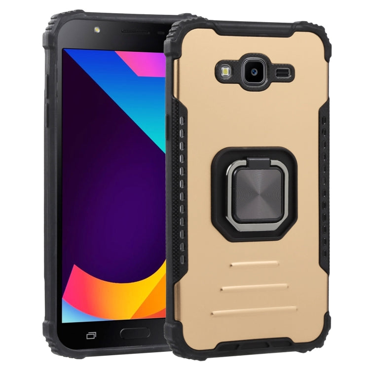 For Samsung Galaxy J7/J7 Nxt Fine Hole Version Fierce Warrior Series Armor All-inclusive Shockproof Aluminum Alloy + TPU Phone Case with Ring Holder