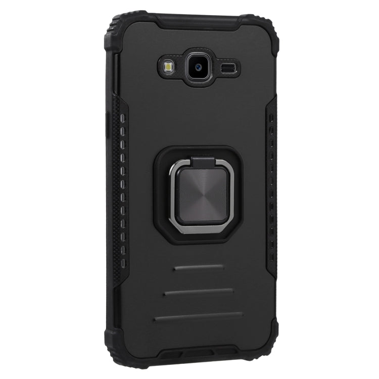 For Samsung Galaxy J7/J7 Nxt Fine Hole Version Fierce Warrior Series Armor All-inclusive Shockproof Aluminum Alloy + TPU Phone Case with Ring Holder